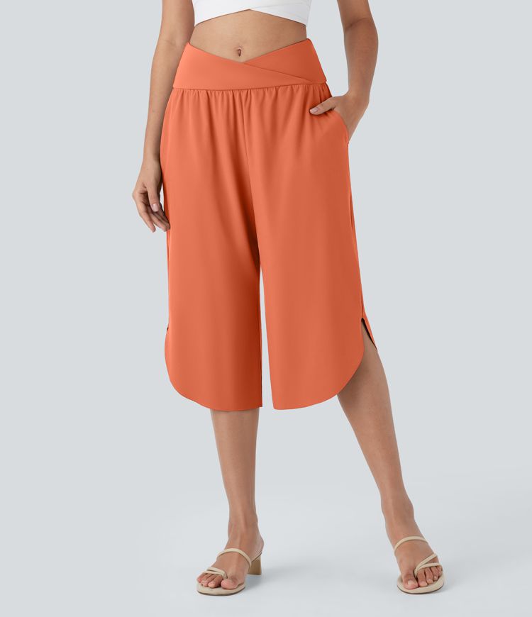 Pantalones Capri de cintura alta con bolsillos y secado rápido Breezeful™