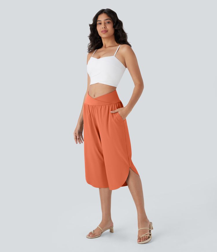 Pantalones Capri de cintura alta con bolsillos y secado rápido Breezeful™