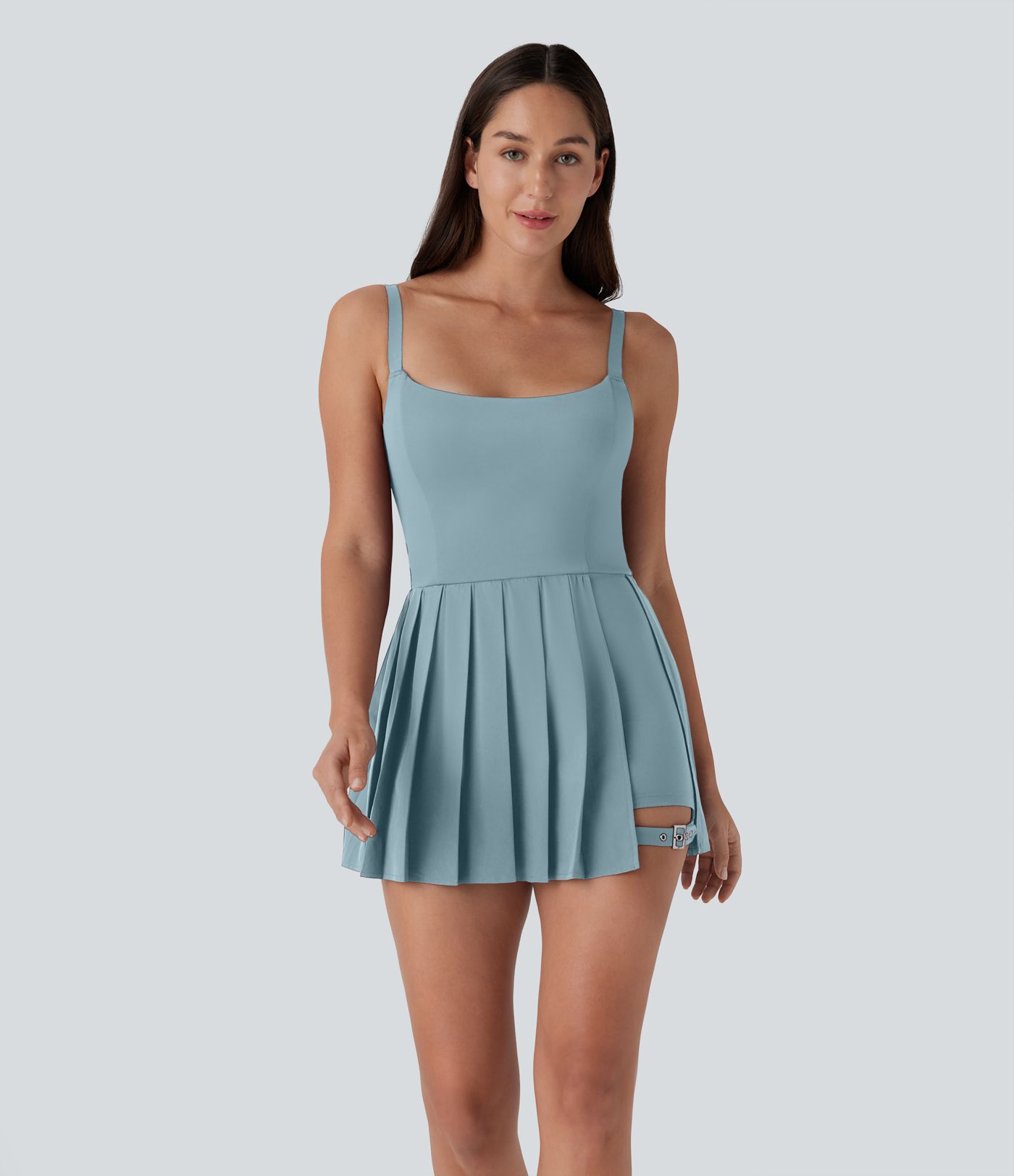 Breezeful™ Robe bain de soleil plissée à boucle ajustable 2-en-1 avec poche latérale séchage rapide micro-courte décontractée