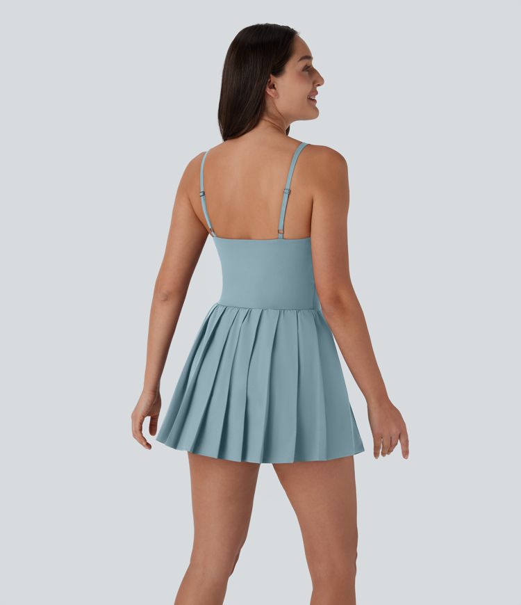 Breezeful™ Robe bain de soleil plissée à boucle ajustable 2-en-1 avec poche latérale séchage rapide micro-courte décontractée