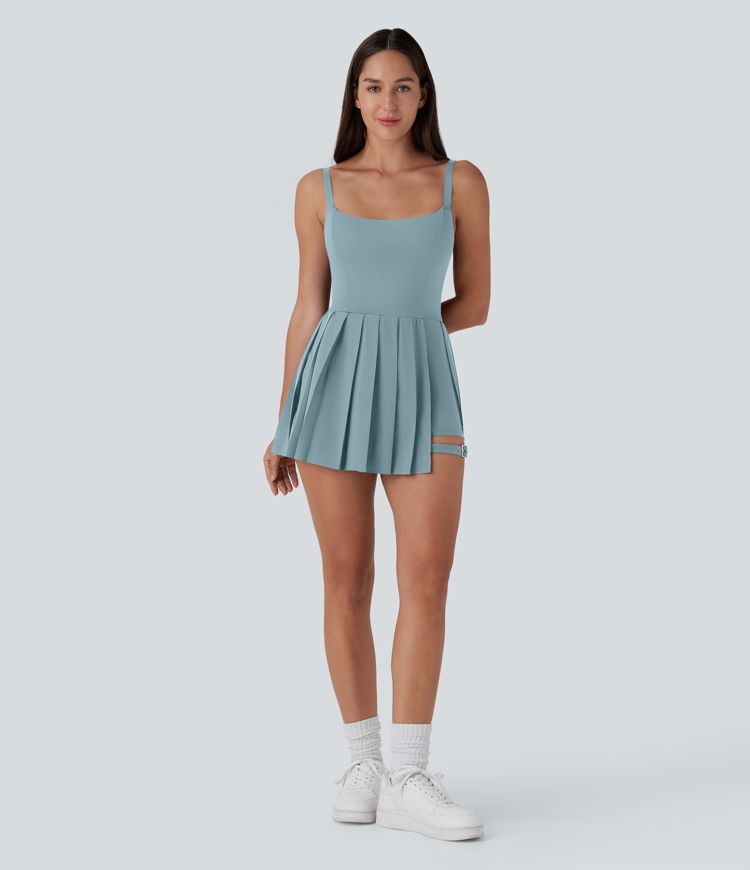 Breezeful™ Robe bain de soleil plissée à boucle ajustable 2-en-1 avec poche latérale séchage rapide micro-courte décontractée