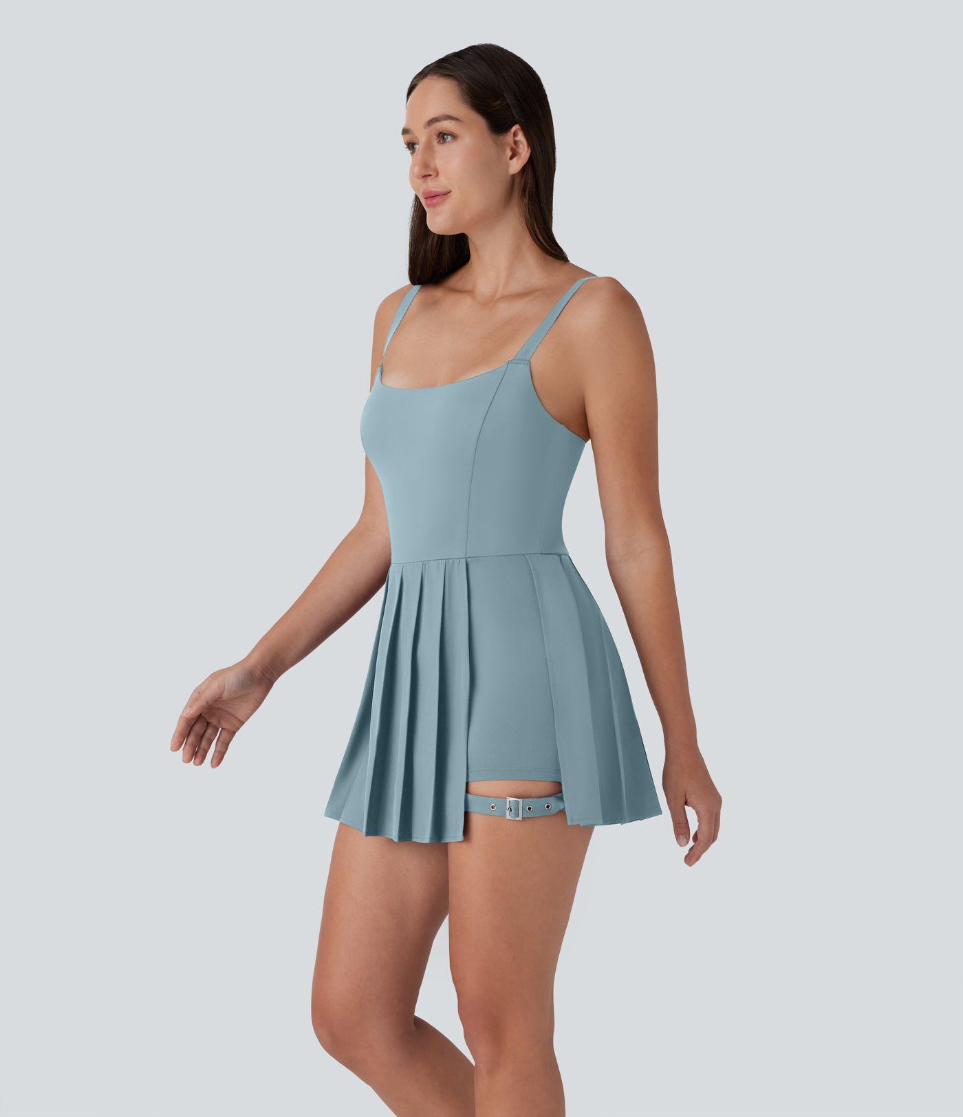 Breezeful™ Robe bain de soleil plissée à boucle ajustable 2-en-1 avec poche latérale séchage rapide micro-courte décontractée