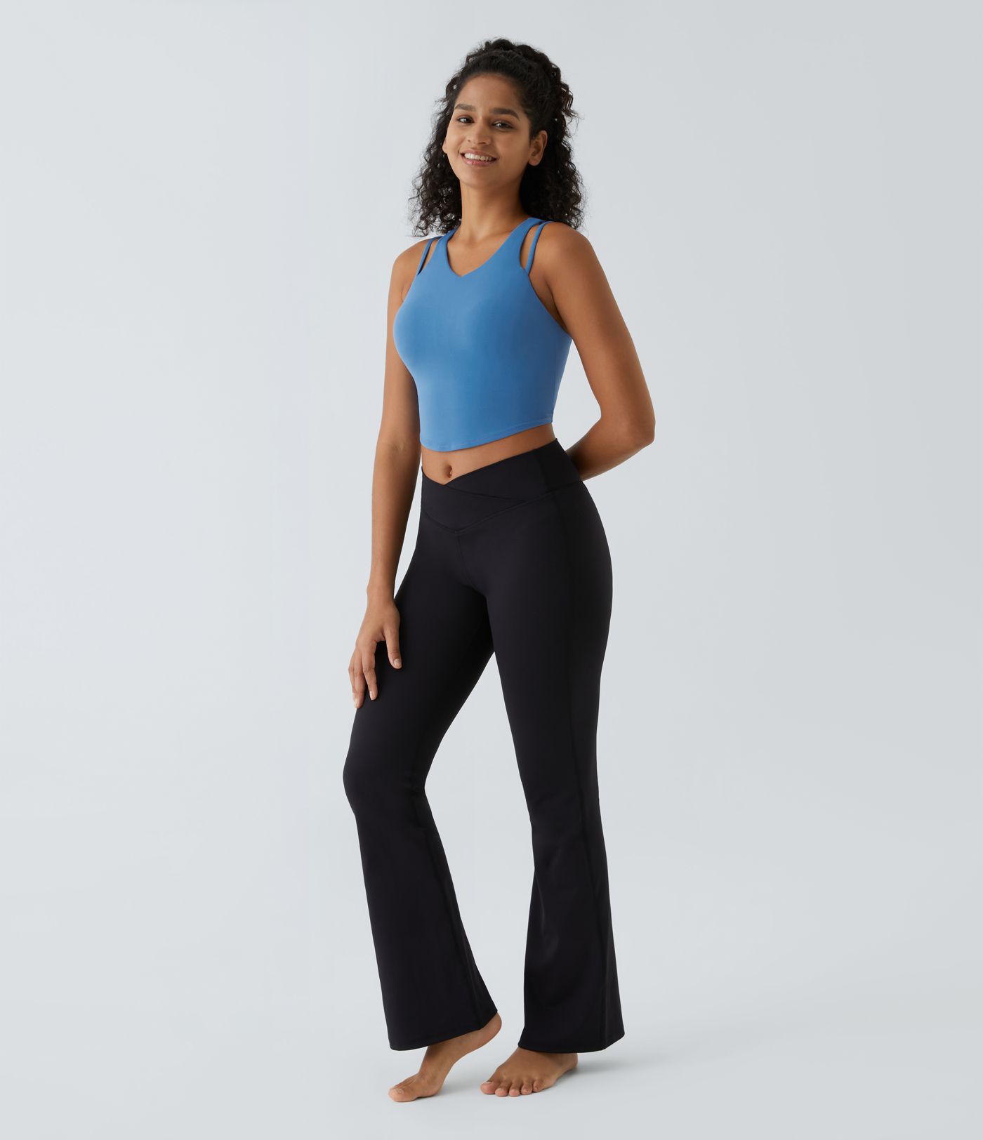 Softlyzero™ V-neck backless racerback cropped yoga tank top - UPF50+