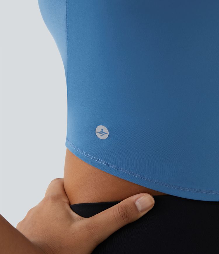 SoftlyZero™ V Neck Racerback Cropped Yoga Tank Top-UPF50+