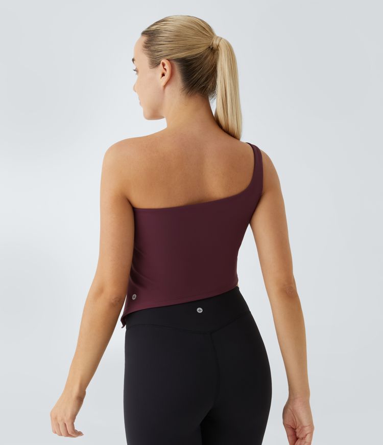 Softlyzero™ Airy One Shoulder Adjustable Buckle Split  Yoga Tank Vest Top-UPF50+