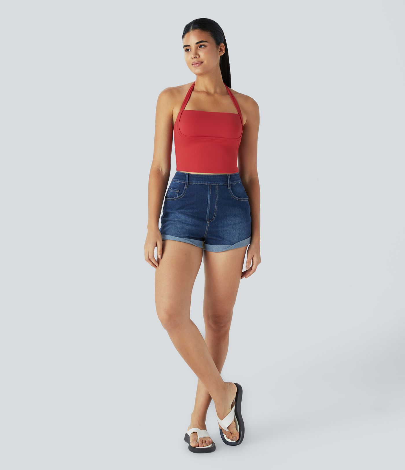 Halter Tie Back Cropped Casual Tank Top