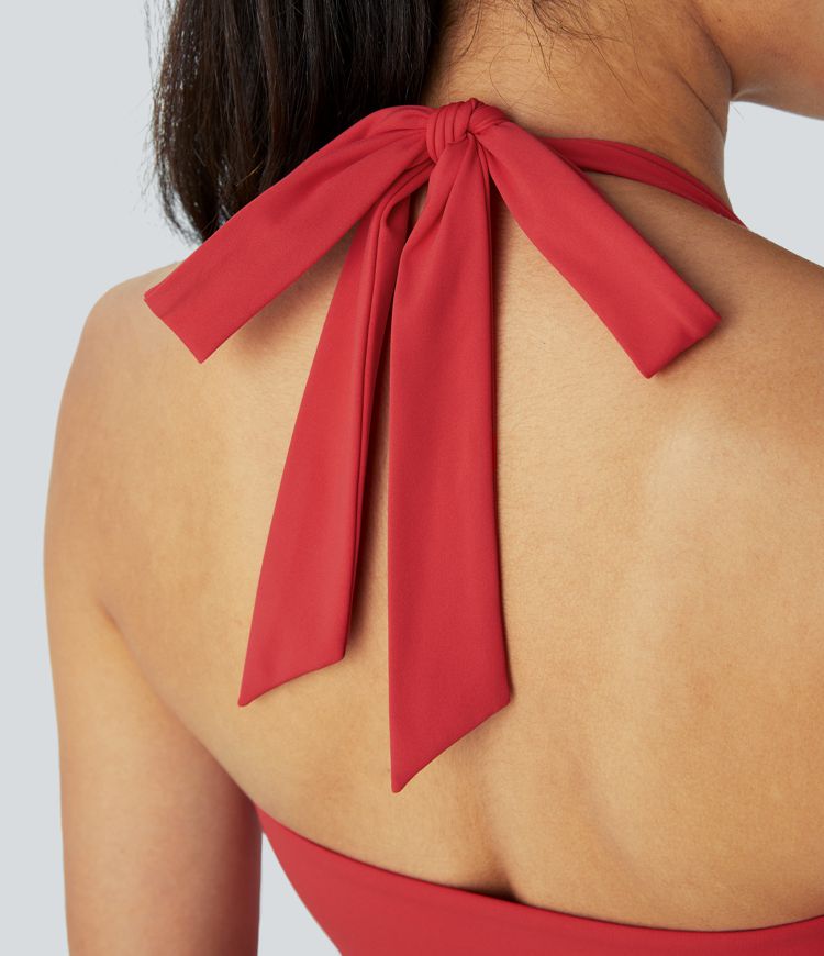 Halter Tie Back Cropped Casual Tank Top