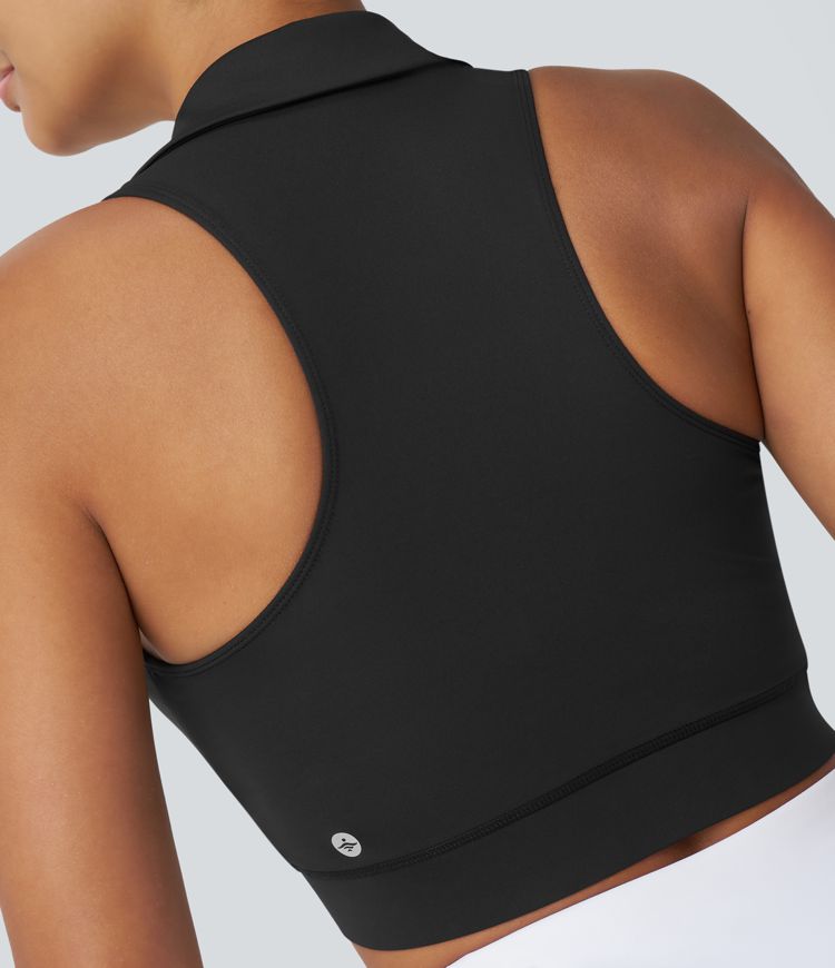 Softlyzero™ QuickDry Polo Collar V Neck Backless Racerback Cropped Tennis Tank Vest Top