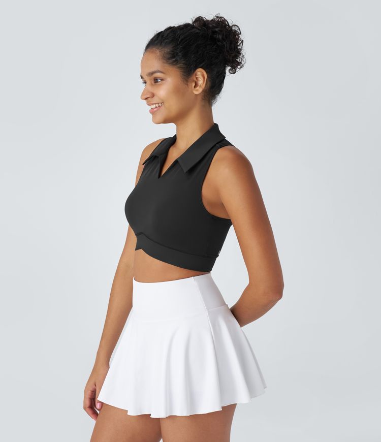 Softlyzero™ QuickDry Polo Collar V Neck Backless Racerback Cropped Tennis Tank Vest Top