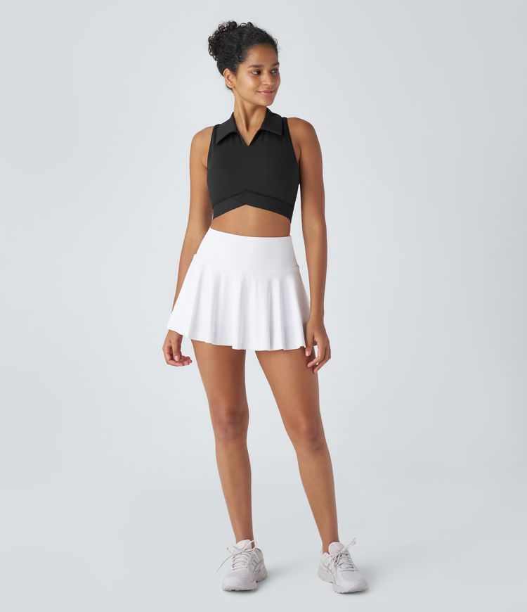 Softlyzero™ QuickDry Polo Collar V Neck Backless Racerback Cropped Tennis Tank Vest Top
