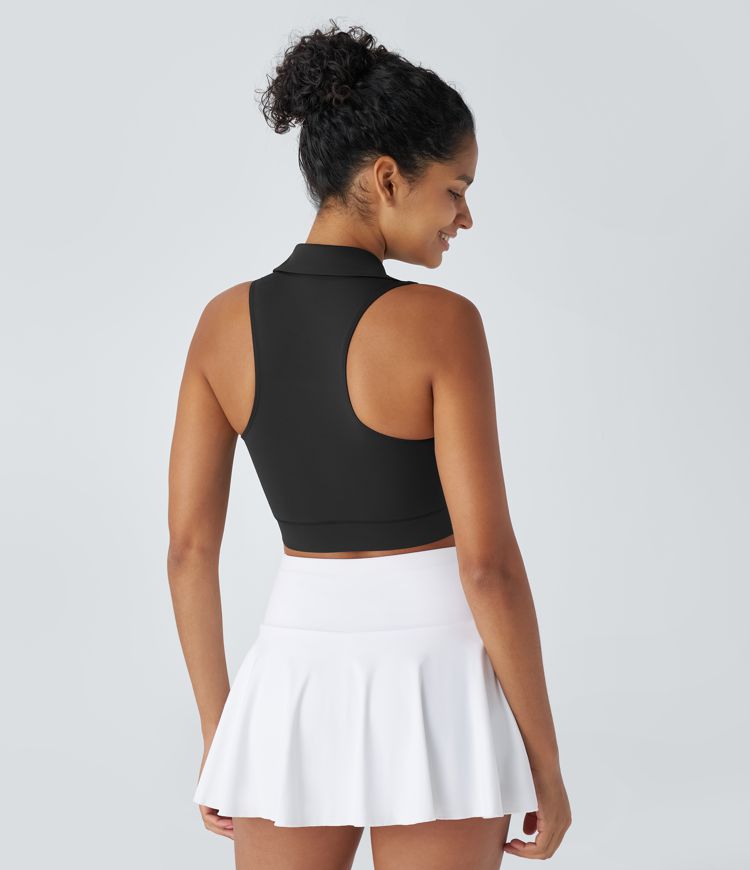 Softlyzero™ QuickDry Polo Collar V Neck Backless Racerback Cropped Tennis Tank Vest Top