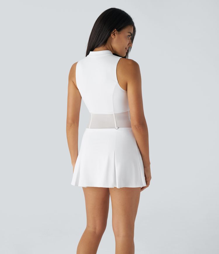 Softlyzero™ Airy Half Zip Sleeveless Contrast Mesh 2-in-1 Cool Touch Mini Golf Active Dress-Golf Tee Pocket