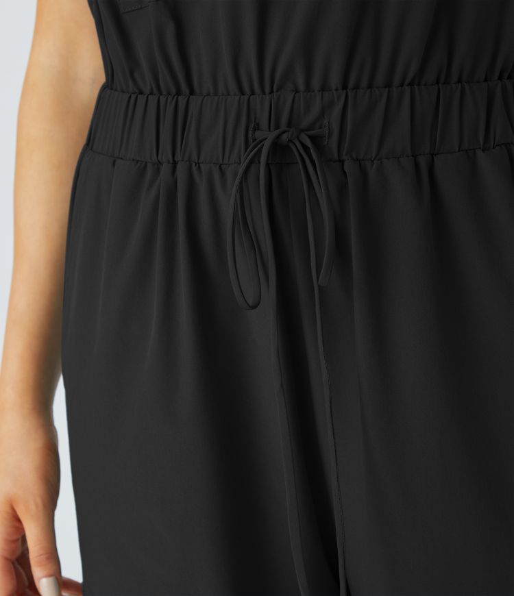 Breezeful™ Sleeveless Drawstring Pockets Quick Dry Casual Jogger Jumpsuit