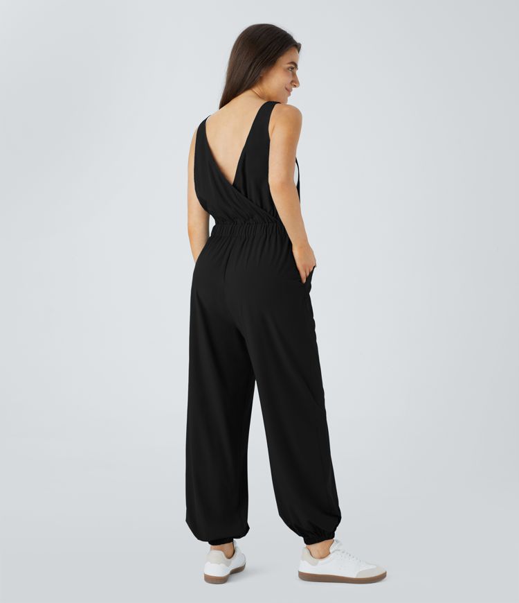 Breezeful™ Sleeveless Drawstring Pockets Quick Dry Casual Jogger Jumpsuit