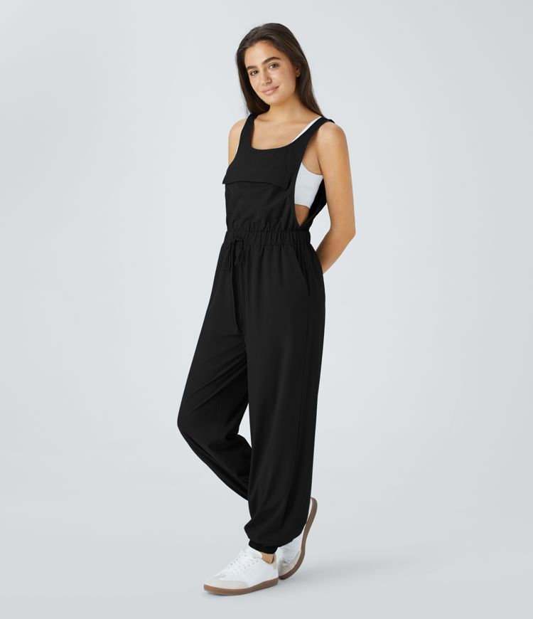 Breezeful™ Sleeveless Drawstring Pockets Quick Dry Casual Jogger Jumpsuit