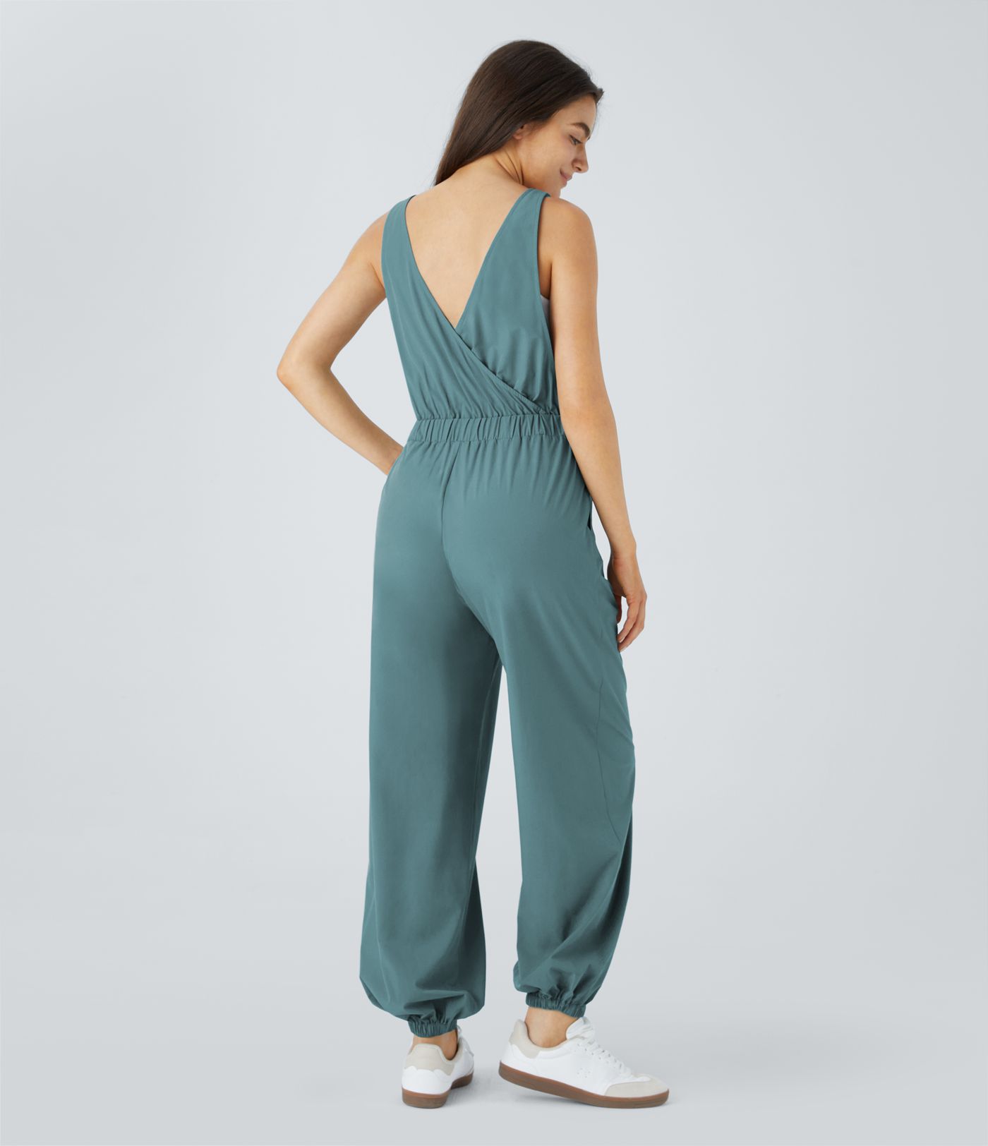 Breezeful™ Sleeveless Drawstring Pockets Quick Dry Casual Jogger Jumpsuit