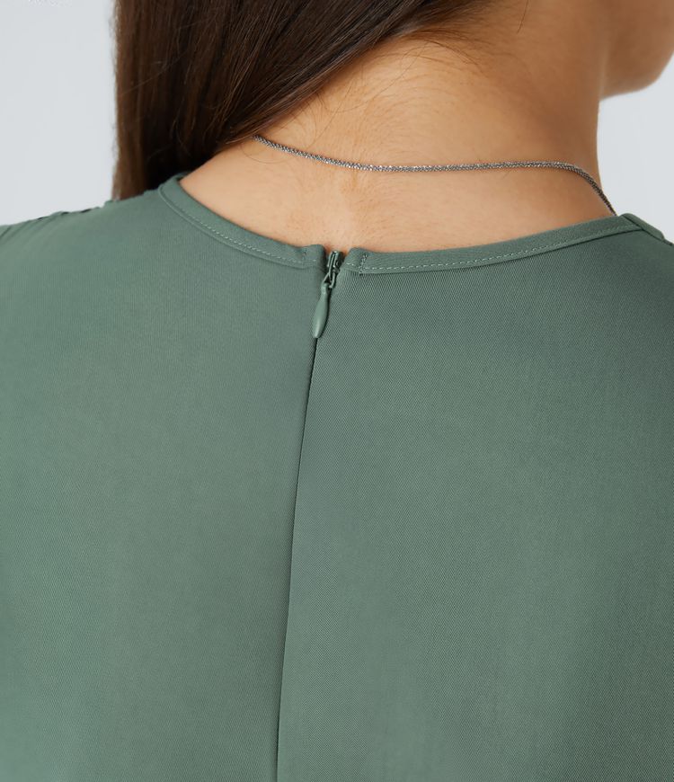 Mono capri bolsillo lateral cinturón cremallera sin mangas cuello V