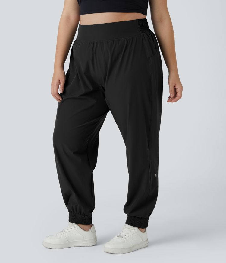 High Waisted Elastic Waistband Plus Size Hiking Joggers