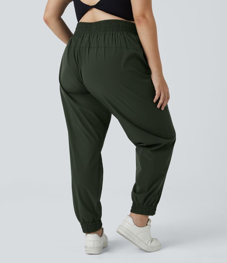 High Waisted Elastic Waistband Plus Size Hiking Joggers