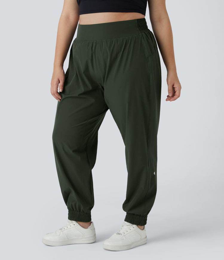 High Waisted Elastic Waistband Plus Size Hiking Joggers