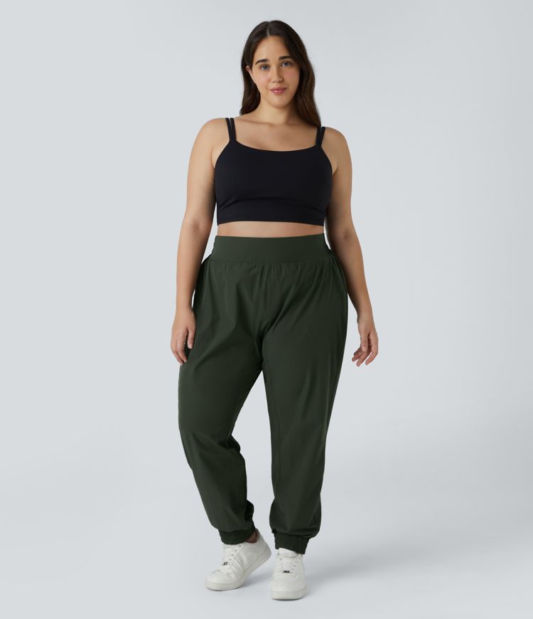 High Waisted Elastic Waistband Plus Size Hiking Joggers