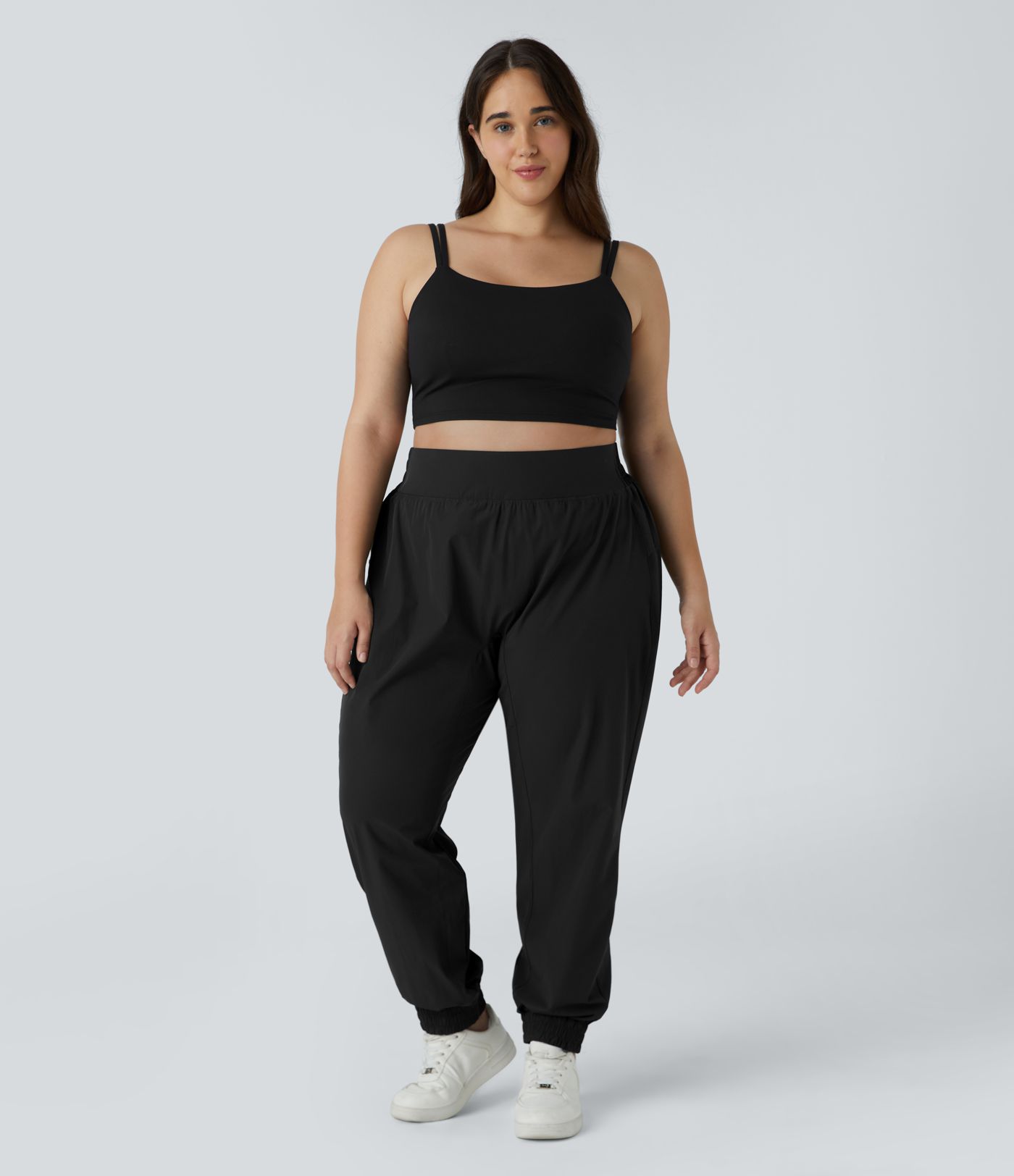 High Waisted Elastic Waistband Plus Size Hiking Joggers