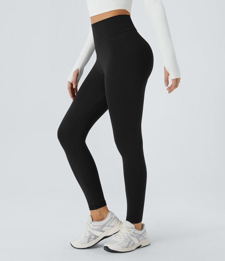 Seamless Flow High Waisted Jacquard Butt Lifting Leggings