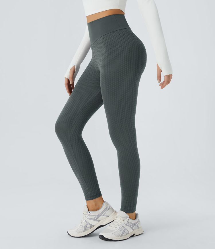 Seamless Flow High Waisted Jacquard Butt Lifting Leggings