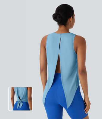 Split Tie Back Cool Touch Running Tank Top-UPF50+