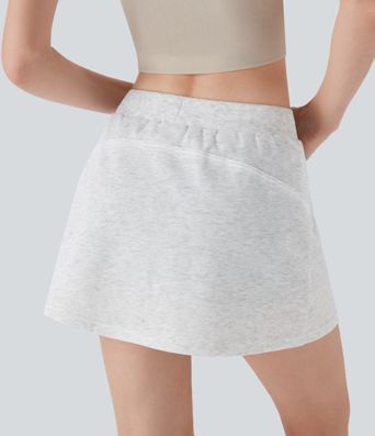 Combinaison mini 2 en 1 décontractée à taille haute et cordon avec poche kangourou