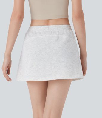 Combinaison mini 2 en 1 décontractée à taille haute et cordon avec poche kangourou