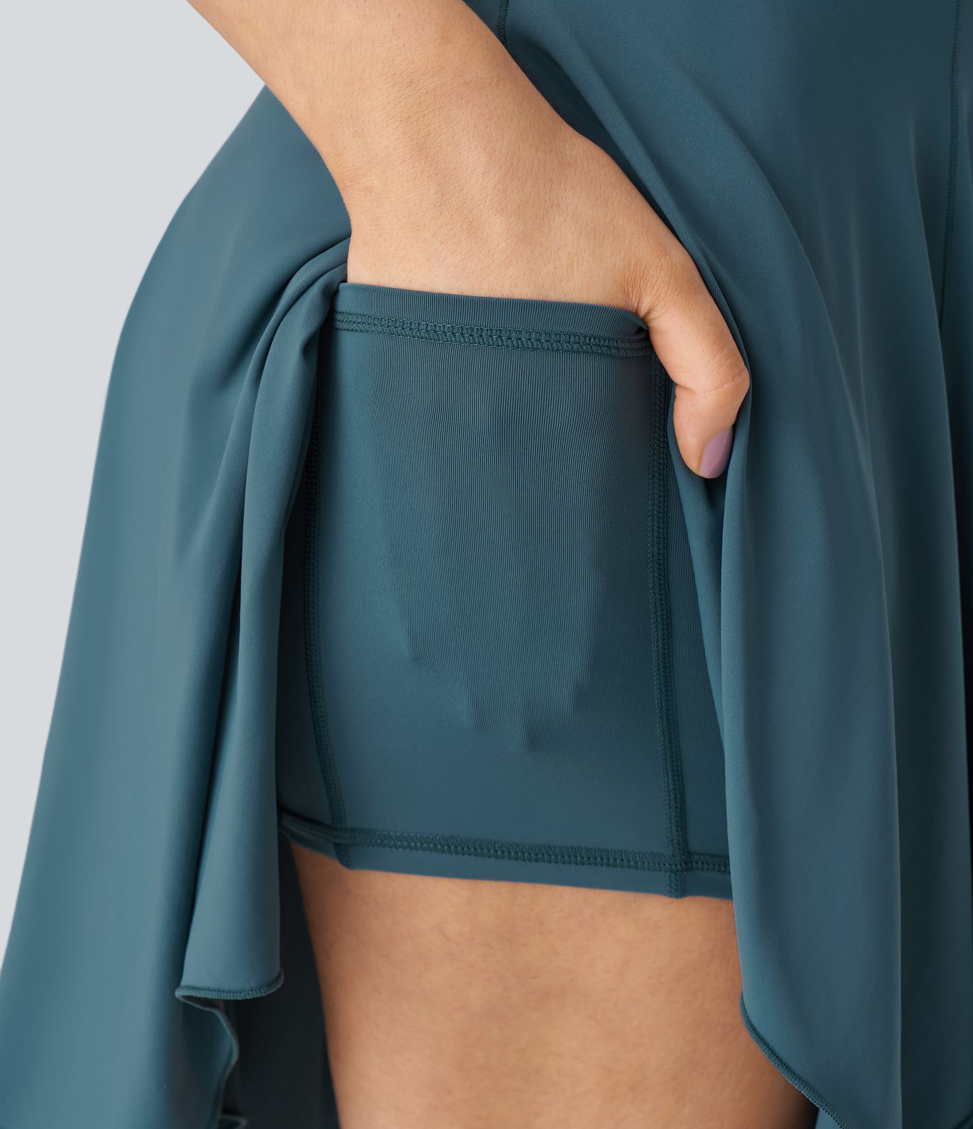 Minifalda baile dobladillo acampanado fluida asimétrica bolsillo lateral 2 en 1 tiro súper alto