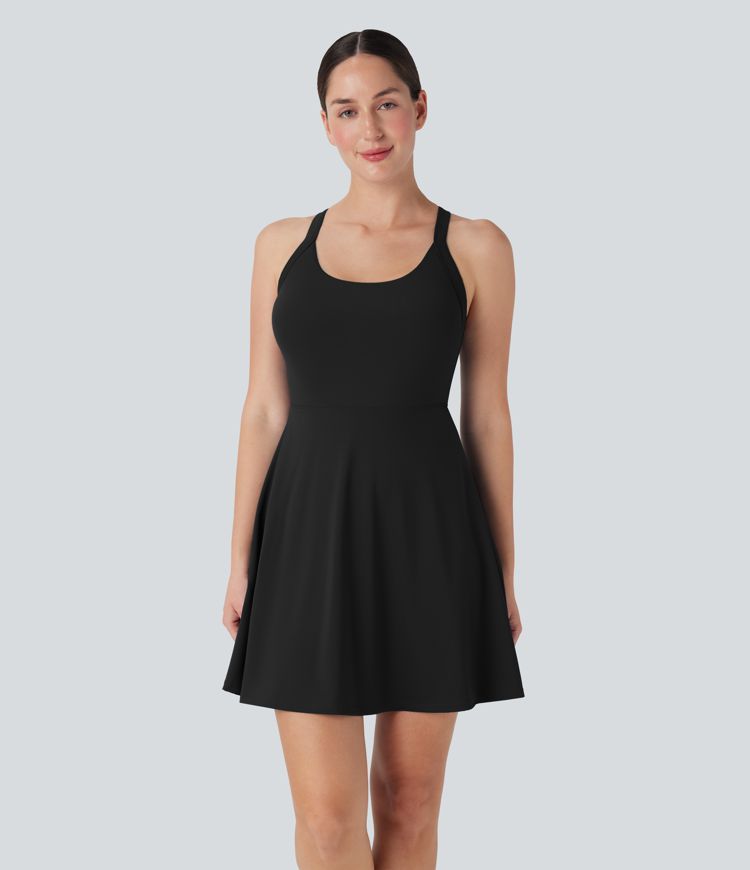 Backless Twisted Flare Dance Active Dress-Longer Length-Easy Peezy Edition-D/DD/DDD/F Cups
