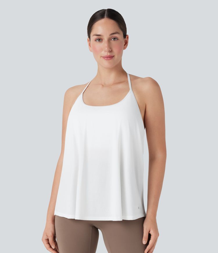 Softlyzero™ Airy Halter Backless Draped Cool Touch Yoga Sports Top-D/DD/DDD/F Cups-UPF50+