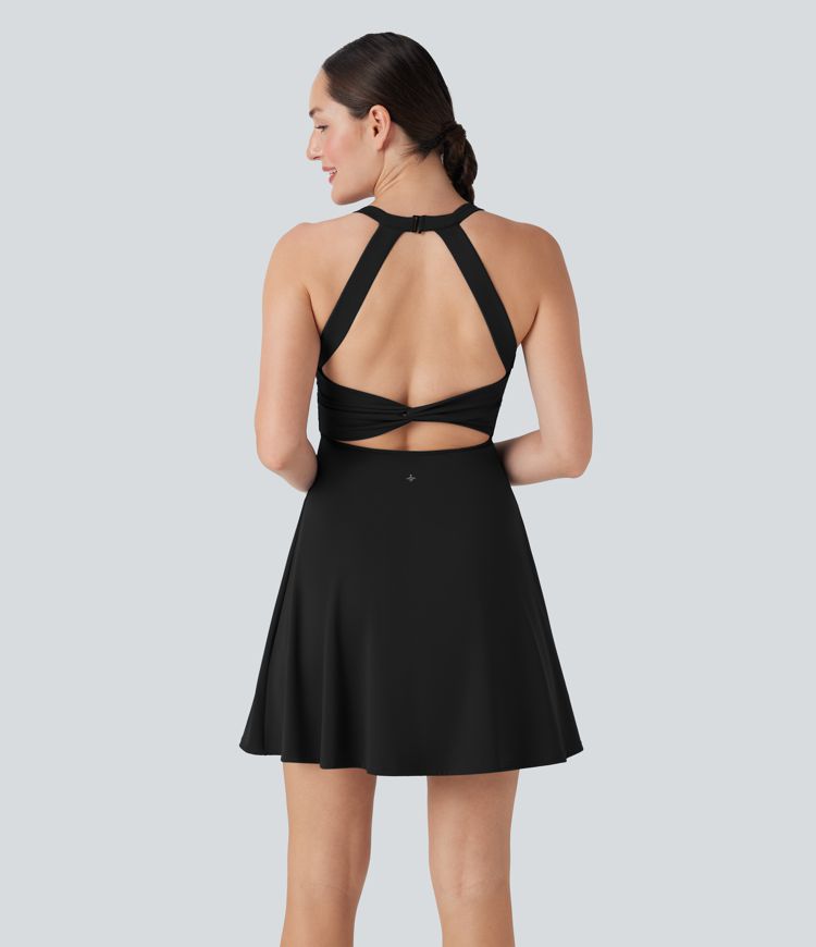 Backless Twisted Flare Dance Active Dress-Longer Length-Easy Peezy Edition-D/DD/DDD/F Cups