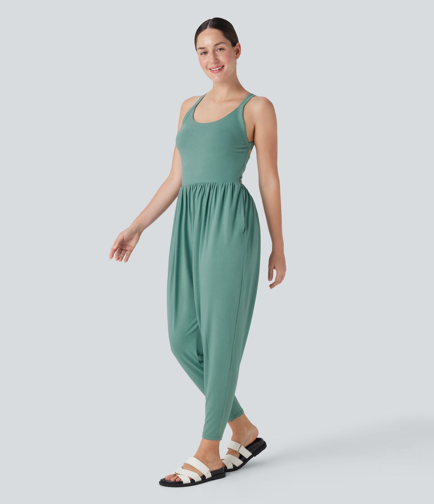 Harem Casual Jumpsuit with Pockets-Easy Peezy Edition