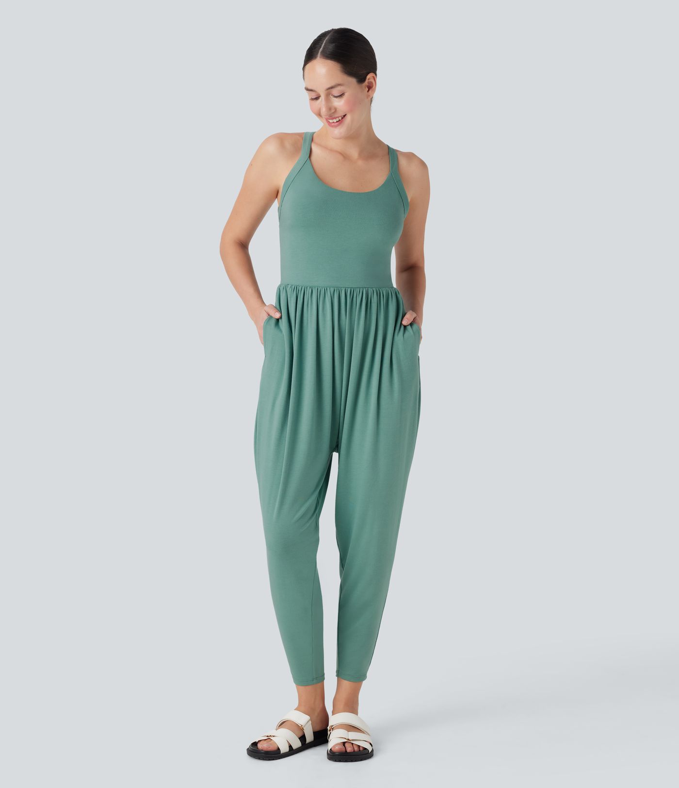 Harem Casual Jumpsuit with Pockets-Easy Peezy Edition