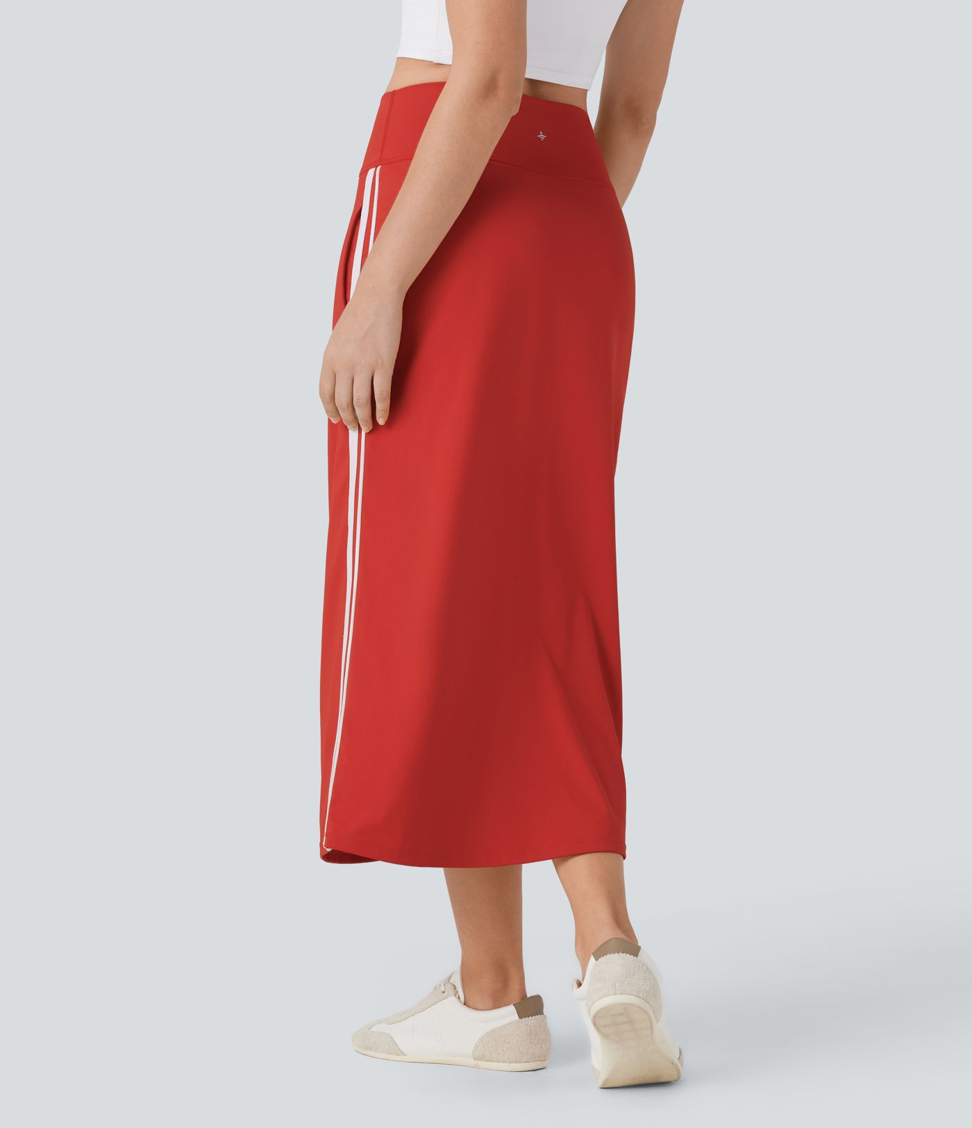 SoftlyZero™ QuickDry High Waisted Tummy Control 2-in-1 Color Block Midi Workout Skirt with Pockets