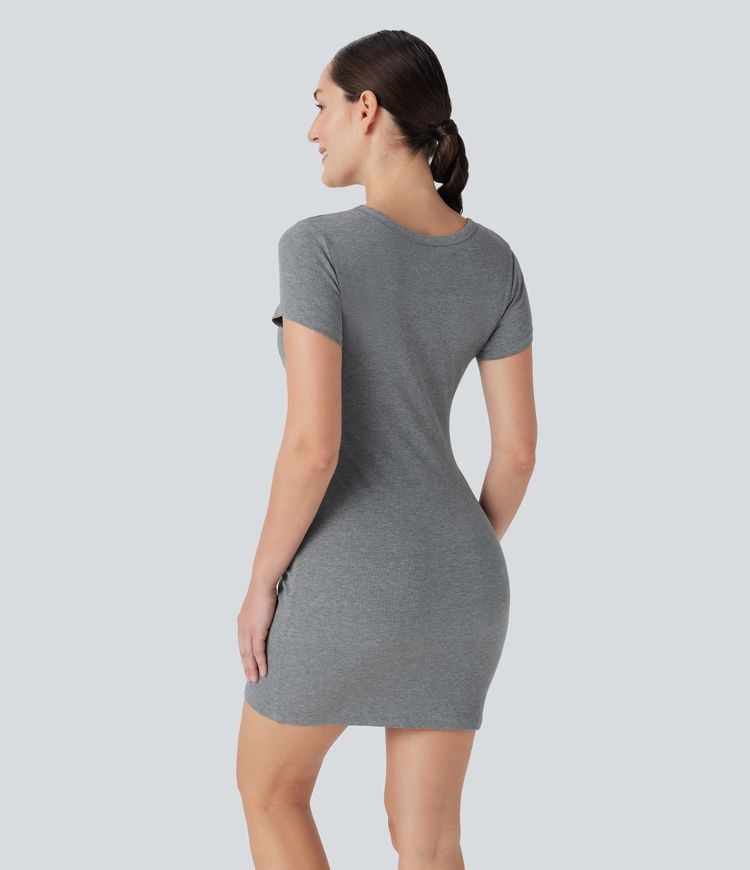 Ribbed Built-in Bra Bodycon Mini Yoga Active Dress