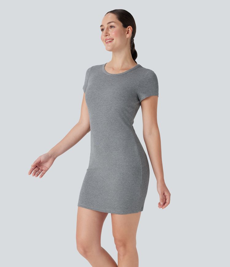 Ribbed Built-in Bra Bodycon Mini Yoga Active Dress