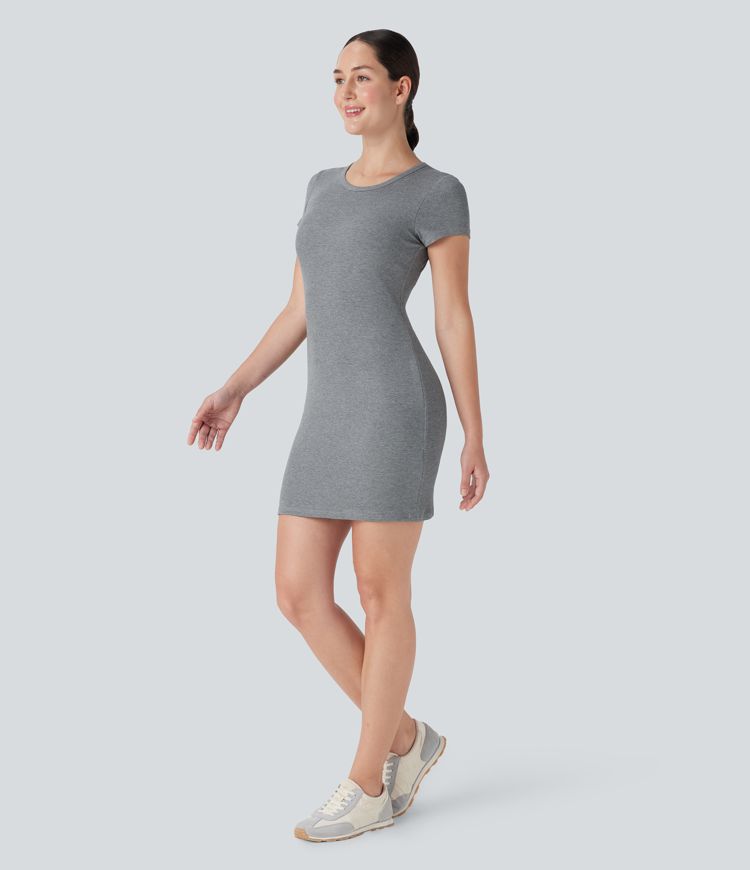 Ribbed Built-in Bra Bodycon Mini Yoga Active Dress