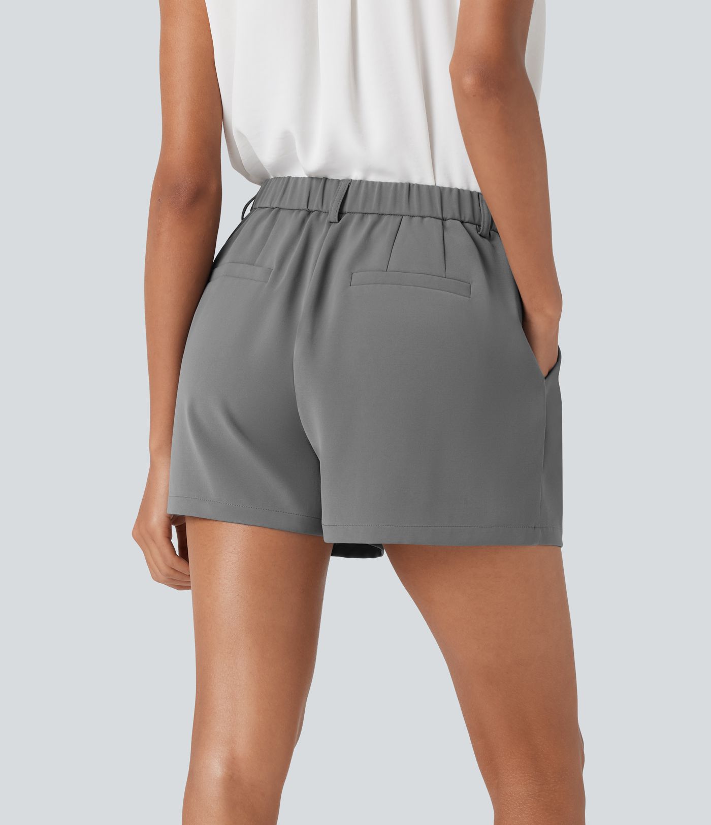 Mid Rise Work Shorts with Pockets