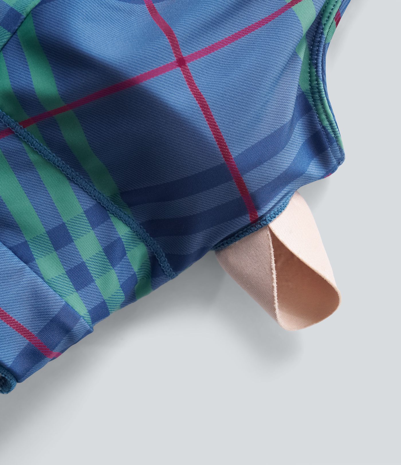 Top de yoga de tacto fresco a cuadros con dobladillo y volantes