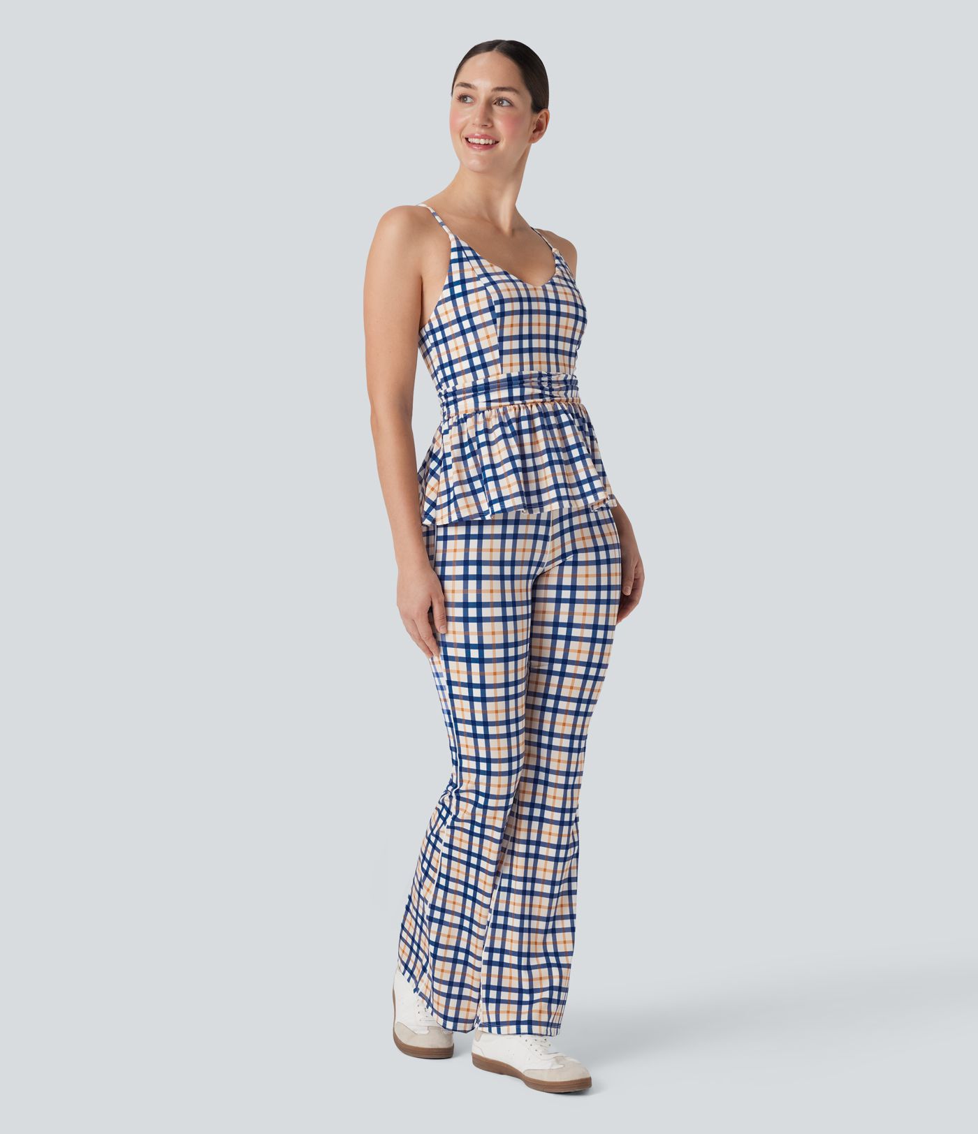 Ruffle Hem Plaid InstantCool Yoga Cami Top Ruffle Hem Plaid InstantCool Yoga Cami Top