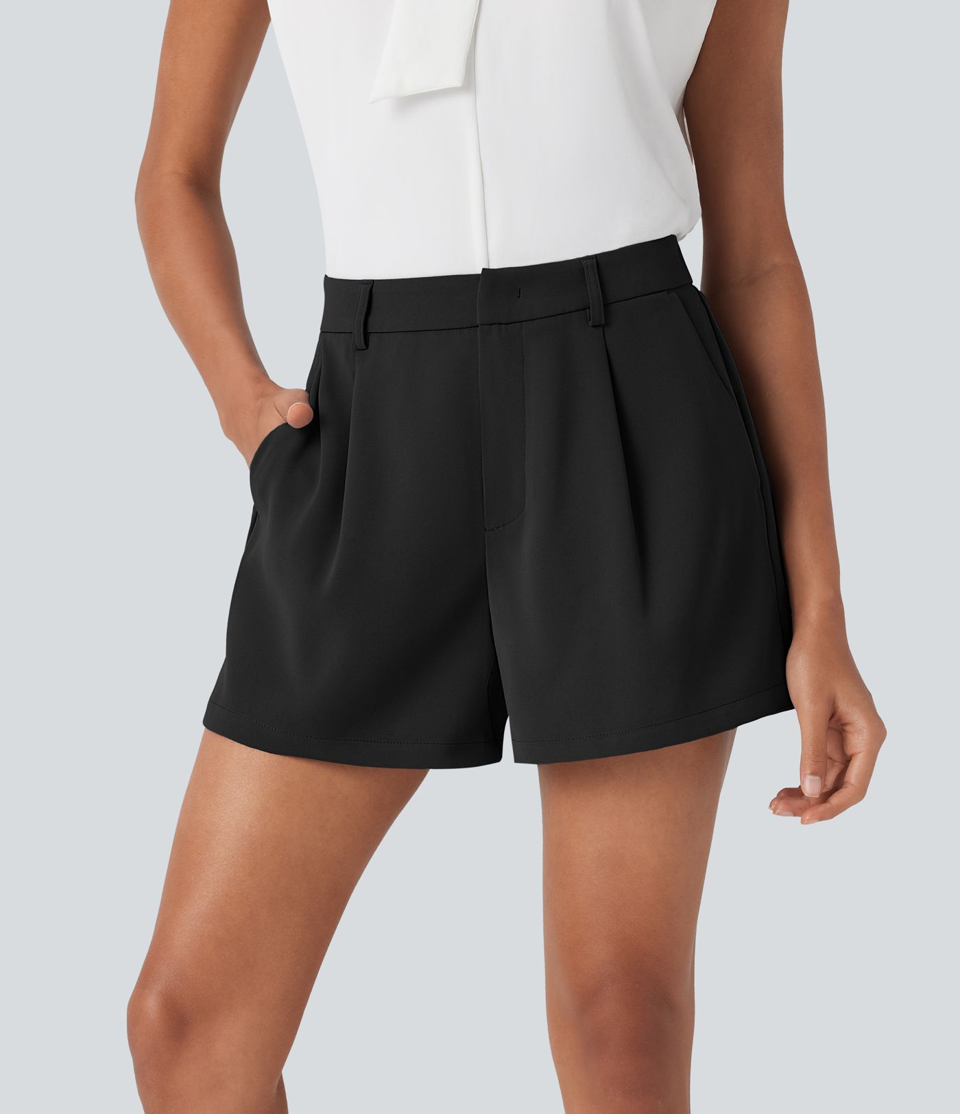 Mid Rise Work Shorts with Pockets