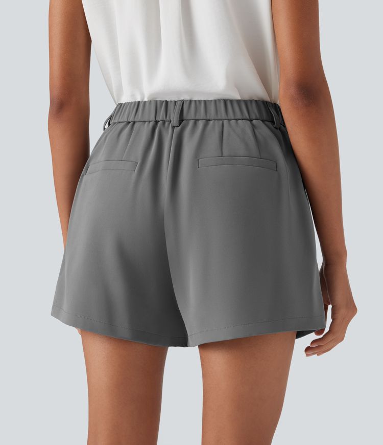 Mid Rise Work Shorts with Pockets