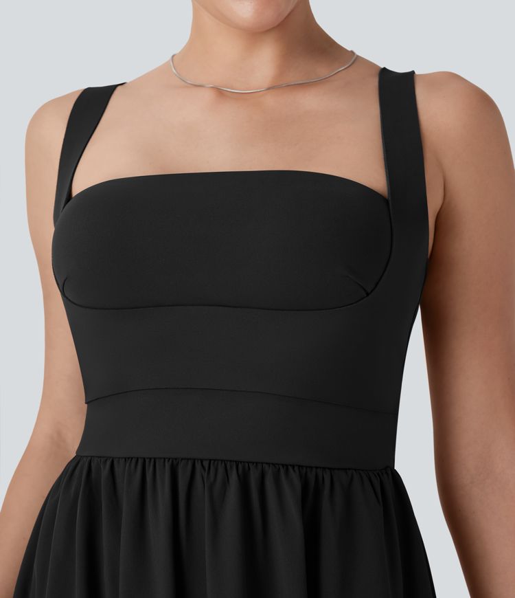 Breezeful™ Push Up Backless Flowy Quick Dry Maxi Casual Dress with Side Pockets-D/DD/DDD/F Cups