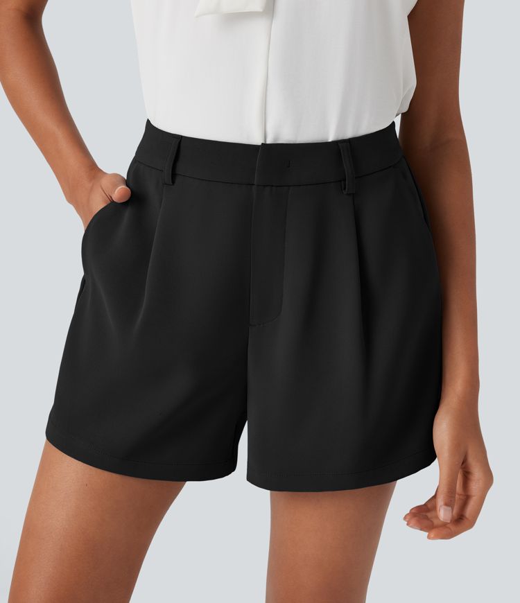 Mid Rise Work Shorts with Pockets