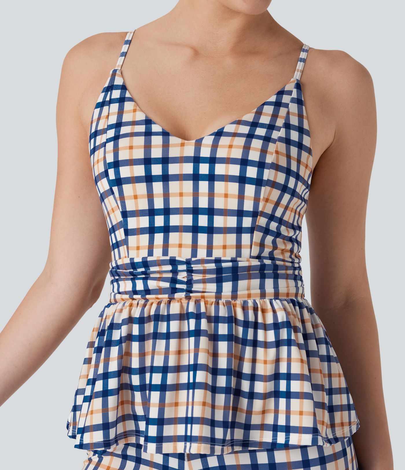 Ruffle Hem Plaid InstantCool Yoga Cami Top Ruffle Hem Plaid InstantCool Yoga Cami Top