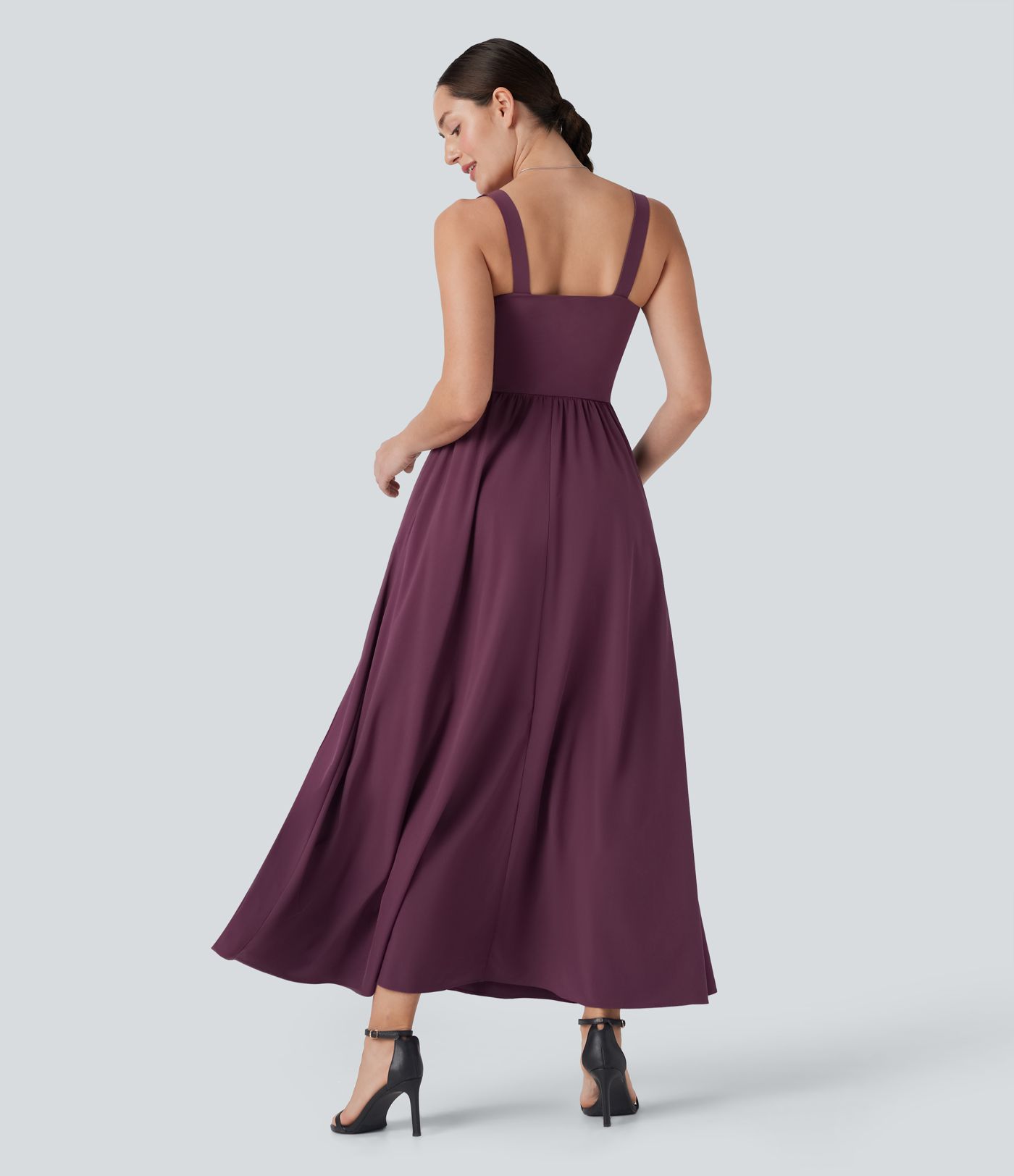 Breezeful™ Push Up Flowy Quick Dry Maxi Casual Dress with Pockets D-F Cups